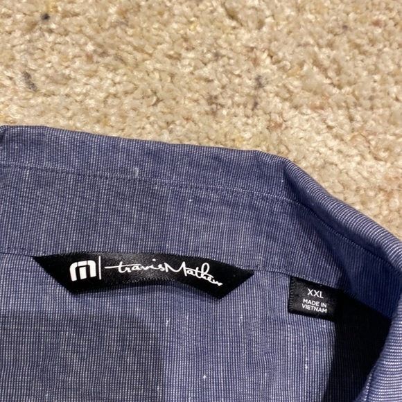 Travis Mathew Men’s Short Sleeve Button Down Shirt Blue Size XXL Casual Shirt - Picture 4 of 7